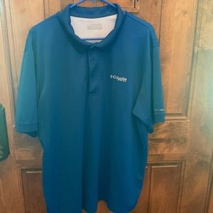 Columbia PFG Short Sleeve Casual Polo XXL/2TG Fishing Shirt Blue